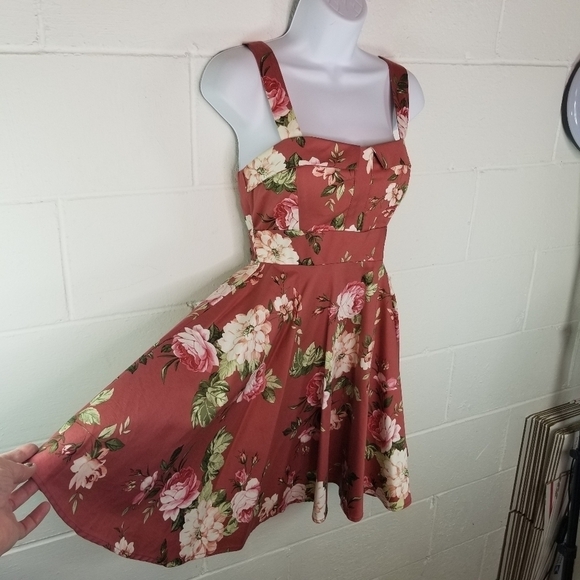 IXIA pink floral pinup swing rockabilly dress Retro Coquettw - Picture 6 of 11